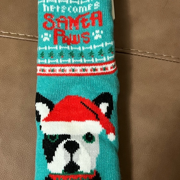 Christmas Slipper Socks Boston Terrier dog puppy By Two Left Feet christmas new - Picture 2 of 5